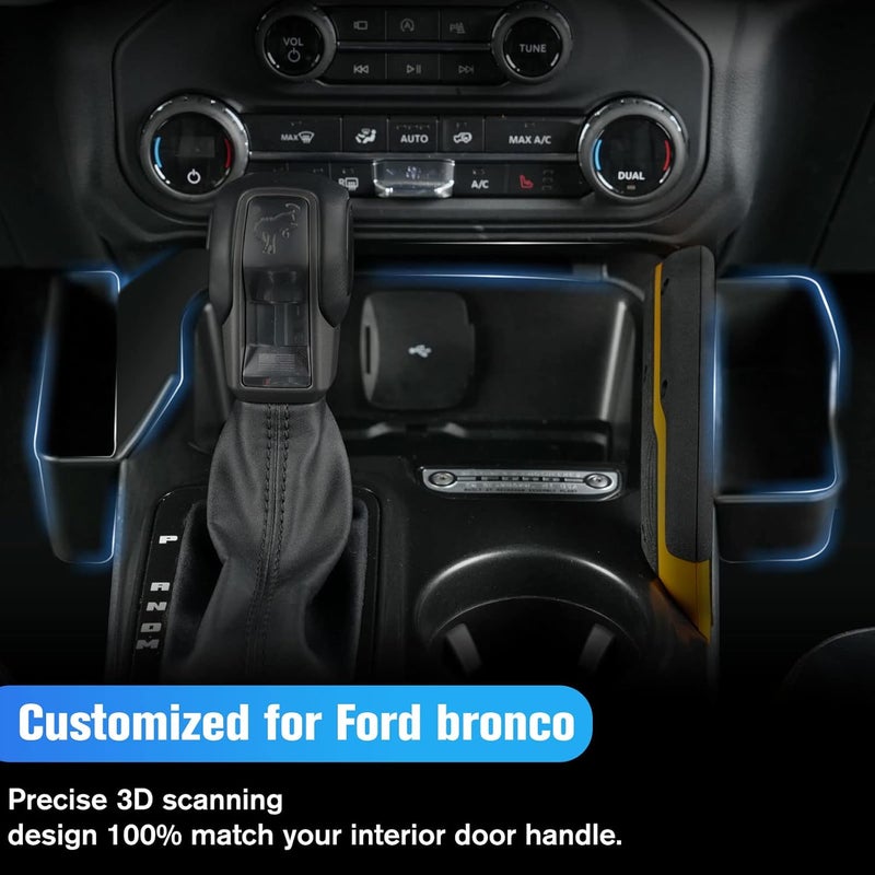 LitMiRaCle Center Console Gear Shift Organizer Tray Compatible with Ford Bronco 2021 2022 2023 2/4 Door, Center Console Gear Side Storage Box in Matte Black, Interior Accessories - Image 3